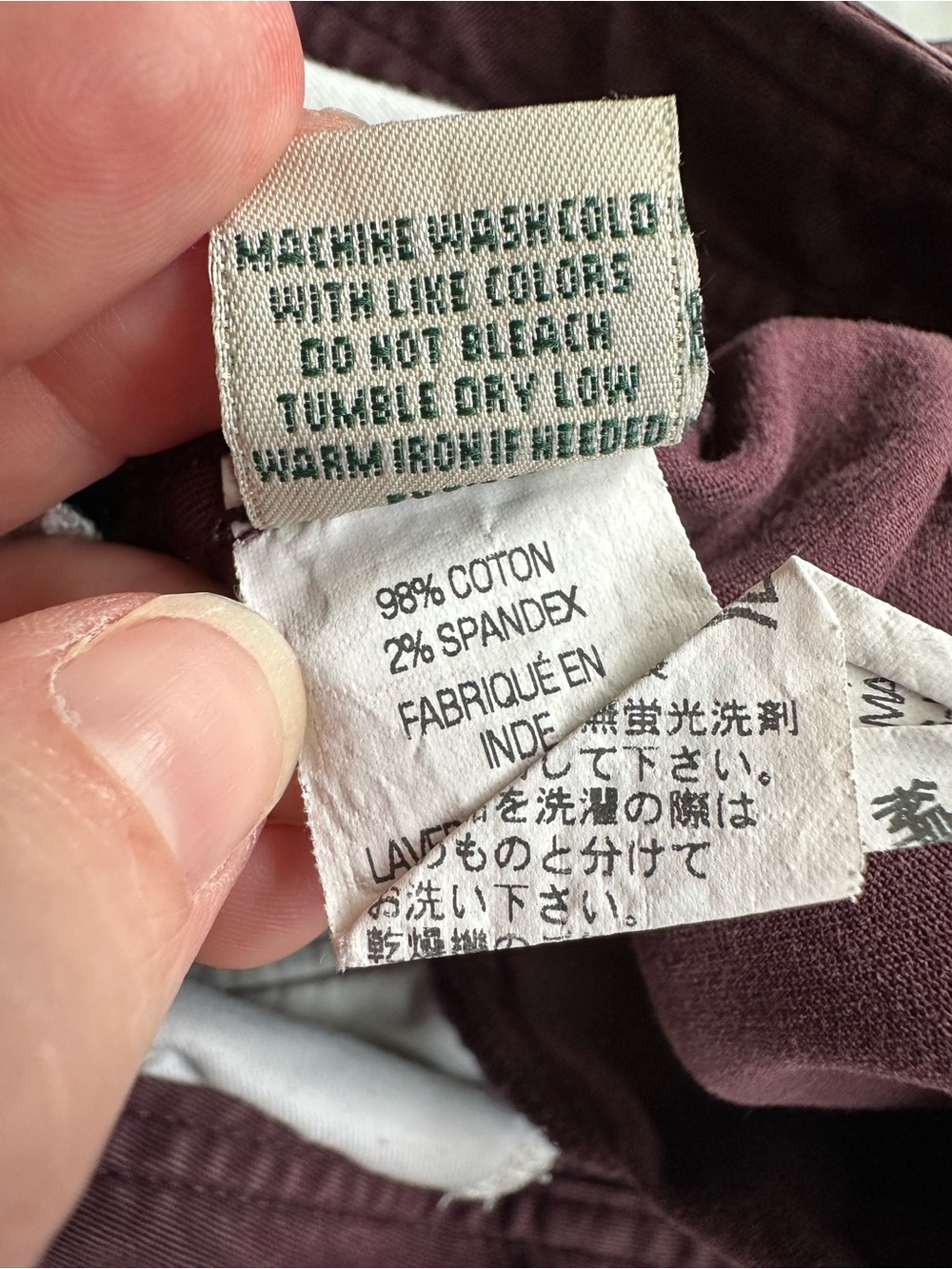 LL Bean Favorite Fit Roll Up Drawstring Cargo Pants in Plum Burgundy - Picture 10 of 10
